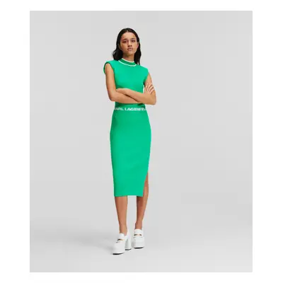 Šaty karl lagerfeld slvs high neck knit dress bright green