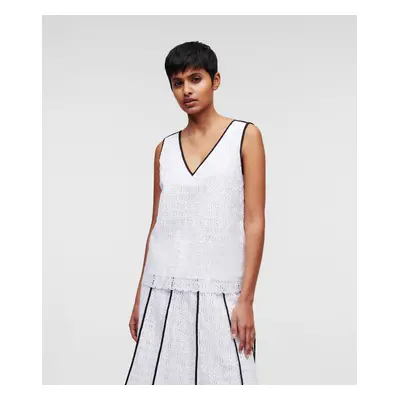 Košile karl lagerfeld kl embroidered lace top white