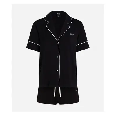 Pyžamo karl lagerfeld logo jersey pj set black