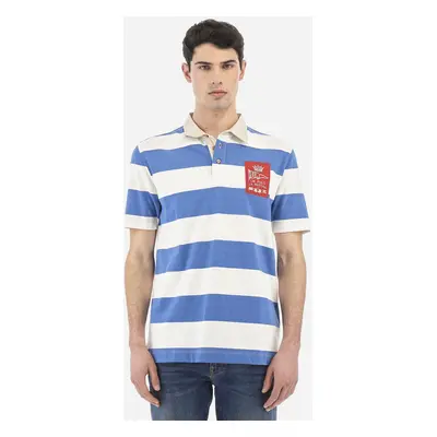 Polokošile la martina man polo s/s striped jersey federalblue/offwhite