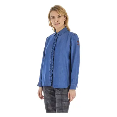 Košile la martina woman shirt l/s light lyocell medium indigo denim