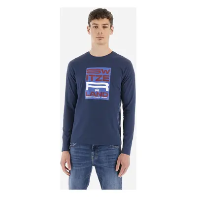 Tričko la martina man l/s t-shirt peached cotton navy