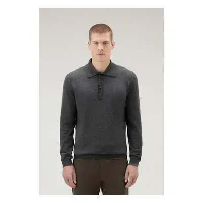 Svetr woolrich merinos polo pullover charcoal melange