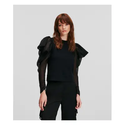 Mikina karl lagerfeld fabric mix sweatshirt black