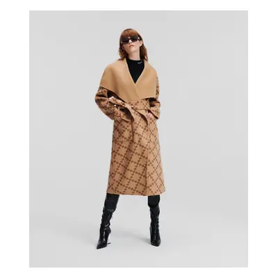 Kabát karl lagerfeld reversible printed soft coat camel