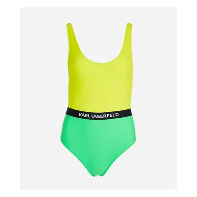 Plavky karl lagerfeld colour block swimsuit limonata/summer green