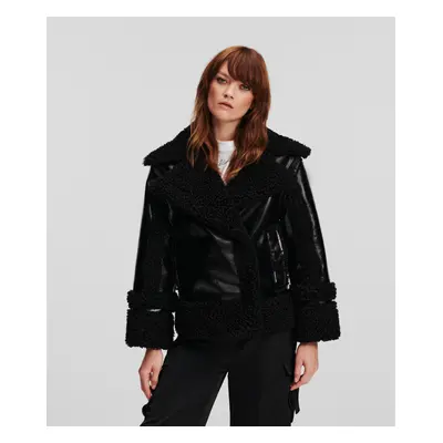 Bunda karl lagerfeld faux shearling jacket black