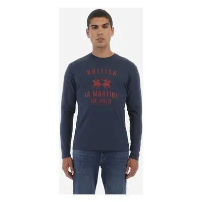 Tričko la martina man t-shirt l/s jersey navy