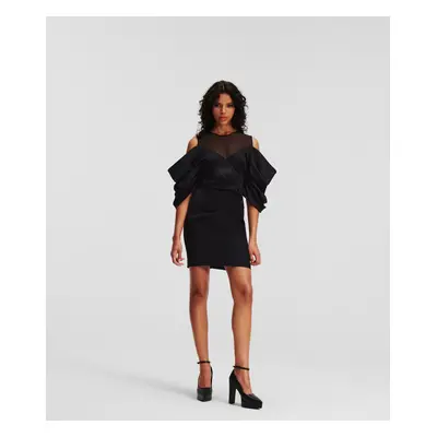 Šaty karl lagerfeld voluminous sleeve satin dress black