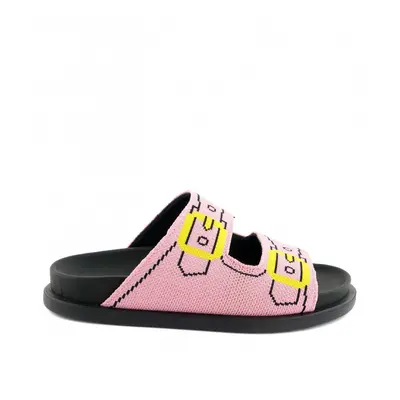 Pantofle marni trompe l'oeil jacquard two-strap fussbett slides pink