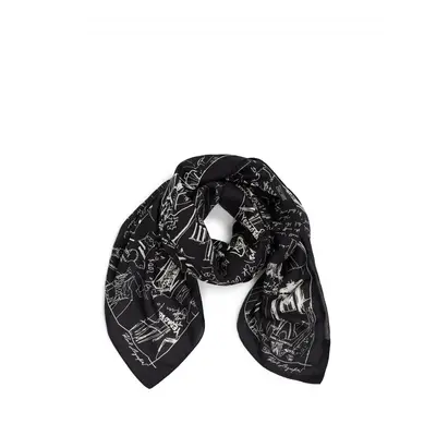 Šála karl lagerfeld k/archive sketch aop scarf black