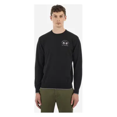 Svetr la martina man sweater crew neck lambscot black