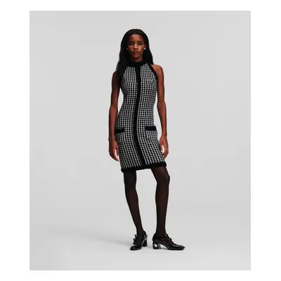 Šaty karl lagerfeld boucle knit dress black/silver