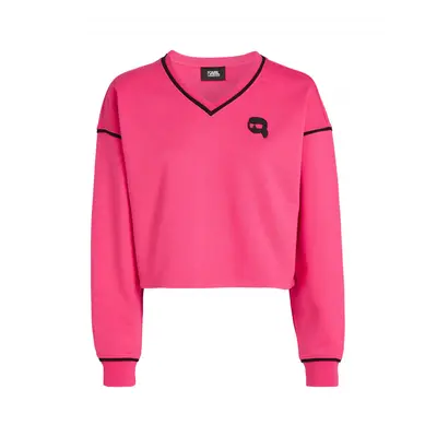 Mikina karl lagerfeld ikonik 2.0 cropped sweatshirt cabaret pink