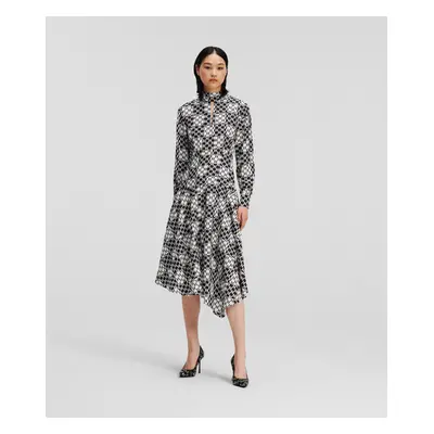 Šaty karl lagerfeld check silk dress black/white monogram check