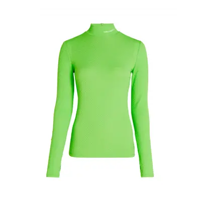 Tričko karl lagerfeld textured lslv t-shirt neon green