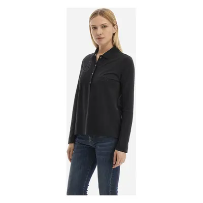 Polokošile la martina woman polo l/s piquet stretch black