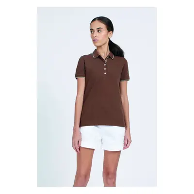 Polokošile la martina woman polo s/s piquet stretch cocoa brown