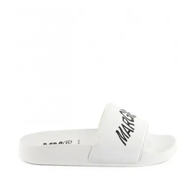 Pantofle mm6 sandals maxi logo print white