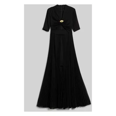 Šaty karl lagerfeld pleated fan maxi dress black