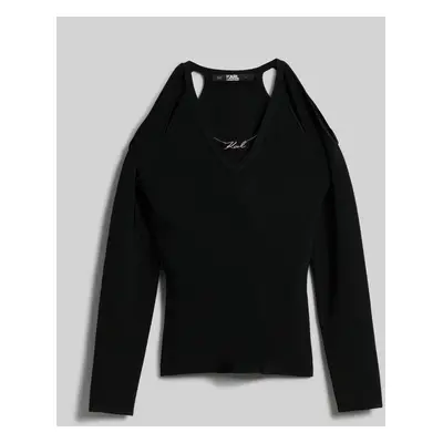 Svetr karl lagerfeld cut out knit sweater black