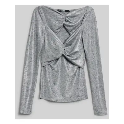 Top karl lagerfeld shiny twist lslv evening top shiny grey melange