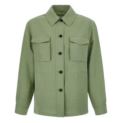 Bunda woolrich viscose linen overshirt sage