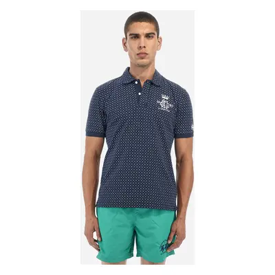 Polokošile la martina man polo s/s printed piquet optic white/navy