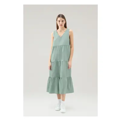 Šaty woolrich poplin maxi dress sage