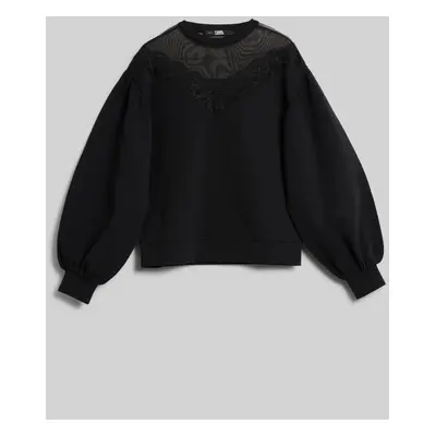 Mikina karl lagerfeld fan lace sweatshirt black