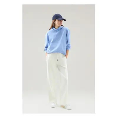 Tepláky woolrich cotton fleece wide leg pant plaster white