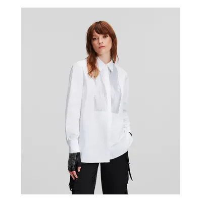 Košile karl lagerfeld rhinestone bib evening shirt white