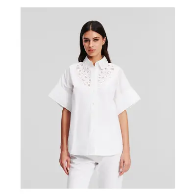 Košile karl lagerfeld ss embroidered shirt white