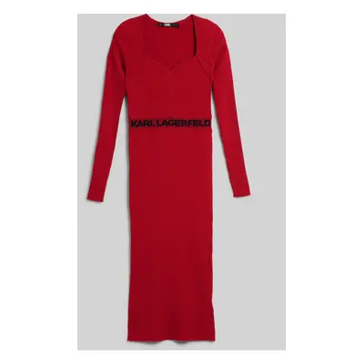 Šaty karl lagerfeld lslv logo knit dress chili pepper