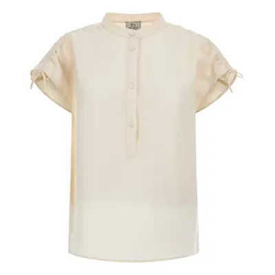 Košile woolrich viscose linen shirt plaster white