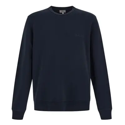 Mikina woolrich logo script crewneck melton blue