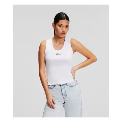 Top karl lagerfeld logo rib tank top white