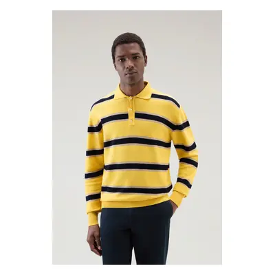 Svetr woolrich striped knitted polo sweater light golden glow stripe