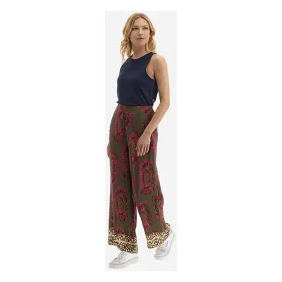 Kalhoty la martina woman trousers printed diamond military/hotpink/fre