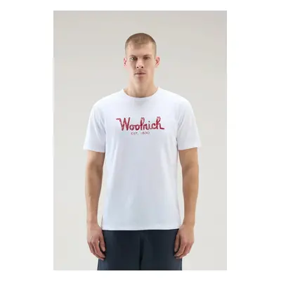 Tričko woolrich embroidered logo t-shirt bright white