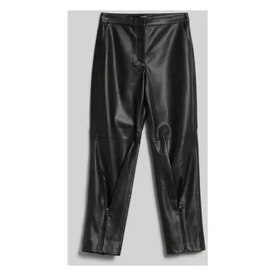 Kalhoty karl lagerfeld faux leather zip pants black