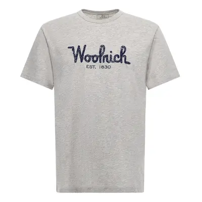 Tričko woolrich embroidered logo t-shirt light grey melange