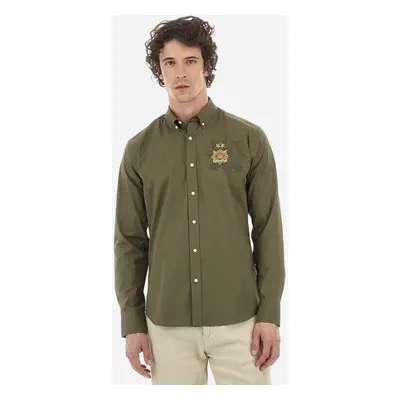 Košile la martina man shirt ls poplin military olive