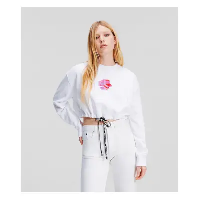 Mikina karl lagerfeld jeans klj relaxed cropped sweat white