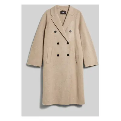 Kabát karl lagerfeld wool blend double face coat stone beige