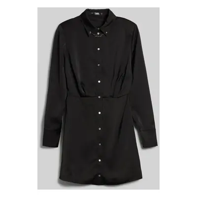 Šaty karl lagerfeld karl charm satin shirt dress black