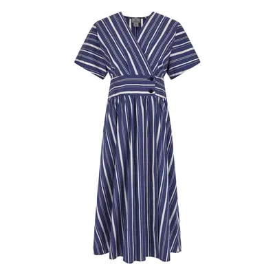 Šaty woolrich striped poplin long dress twilight blue stripe