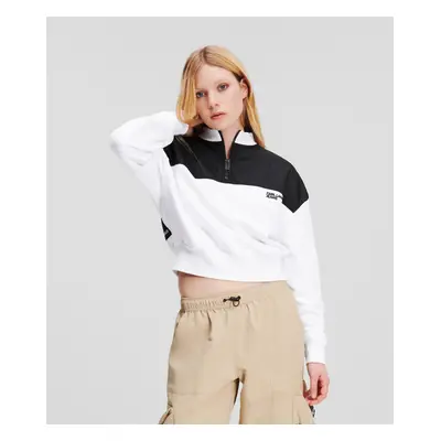 Mikina karl lagerfeld jeans klj boxy half zip sweat white/black