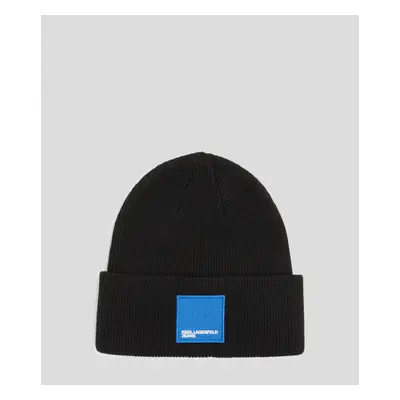 Čepice karl lagerfeld jeans knitted logo beanie black