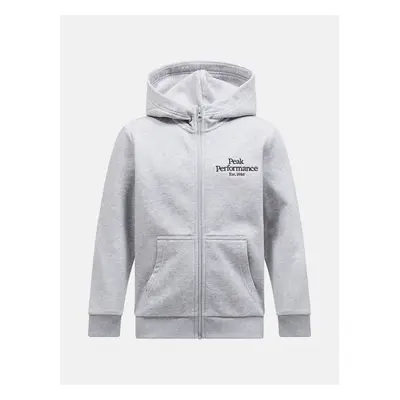 Mikina peak performance jr original zip hood mel med grey melang